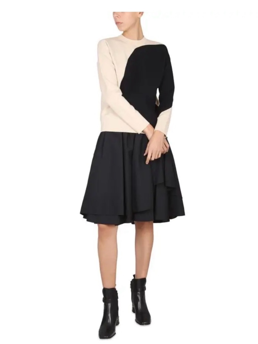 Tory Burch Black Tiered Circle Skirt